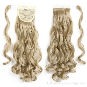 Wholesale Hot Sale Chorliss Natural Indian Virgin Cheveux Afro Curly Hair Ponytail For Black Women Synthetic Ponytail Extensions